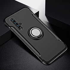 Coque Contour Silicone et Plastique Housse Etui Mat avec Magnetique Support Bague Anneau R06 pour Huawei Nova 5 Noir