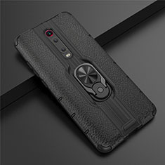 Coque Contour Silicone et Plastique Housse Etui Mat avec Magnetique Support Bague Anneau R07 pour Xiaomi Mi 9T Pro Noir