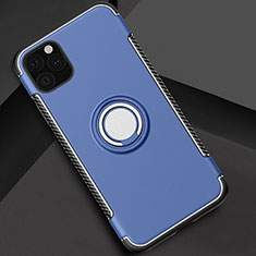 Coque Contour Silicone et Plastique Housse Etui Mat avec Magnetique Support Bague Anneau S01 pour Apple iPhone 11 Pro Max Bleu