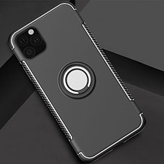 Coque Contour Silicone et Plastique Housse Etui Mat avec Magnetique Support Bague Anneau S01 pour Apple iPhone 11 Pro Noir