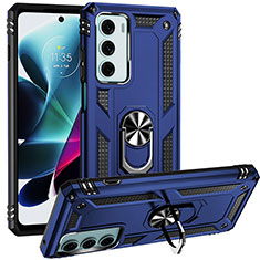 Coque Contour Silicone et Plastique Housse Etui Mat avec Magnetique Support Bague Anneau S01 pour Motorola Moto Edge S30 5G Bleu