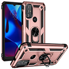 Coque Contour Silicone et Plastique Housse Etui Mat avec Magnetique Support Bague Anneau S01 pour Motorola Moto G Play Gen 2 Or Rose