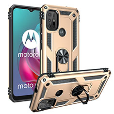 Coque Contour Silicone et Plastique Housse Etui Mat avec Magnetique Support Bague Anneau S01 pour Motorola Moto G20 Or
