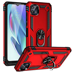 Coque Contour Silicone et Plastique Housse Etui Mat avec Magnetique Support Bague Anneau S01 pour Motorola Moto G50 5G Rouge