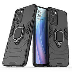 Coque Contour Silicone et Plastique Housse Etui Mat avec Magnetique Support Bague Anneau S01 pour OnePlus Nord CE 2 5G Noir