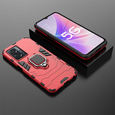 Coque Contour Silicone et Plastique Housse Etui Mat avec Magnetique Support Bague Anneau S01 pour OnePlus Nord N300 5G Rouge