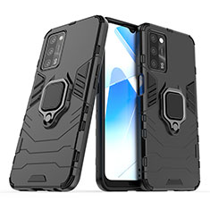 Coque Contour Silicone et Plastique Housse Etui Mat avec Magnetique Support Bague Anneau S01 pour Oppo A53s 5G Noir