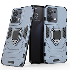 Coque Contour Silicone et Plastique Housse Etui Mat avec Magnetique Support Bague Anneau S01 pour Oppo Reno9 Pro 5G Bleu