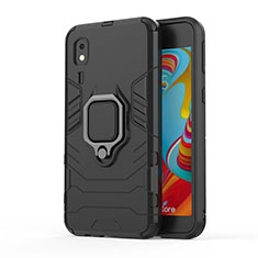 Coque Contour Silicone et Plastique Housse Etui Mat avec Magnetique Support Bague Anneau S01 pour Samsung Galaxy A2 Core A260F A260G Noir