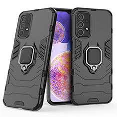 Coque Contour Silicone et Plastique Housse Etui Mat avec Magnetique Support Bague Anneau S01 pour Samsung Galaxy A23 4G Noir