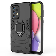 Coque Contour Silicone et Plastique Housse Etui Mat avec Magnetique Support Bague Anneau S01 pour Samsung Galaxy A33 5G Noir