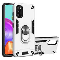 Coque Contour Silicone et Plastique Housse Etui Mat avec Magnetique Support Bague Anneau S01 pour Samsung Galaxy A41 Blanc