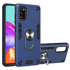 Coque Contour Silicone et Plastique Housse Etui Mat avec Magnetique Support Bague Anneau S01 pour Samsung Galaxy A41 Bleu