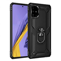 Coque Contour Silicone et Plastique Housse Etui Mat avec Magnetique Support Bague Anneau S01 pour Samsung Galaxy A51 5G Noir