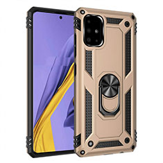 Coque Contour Silicone et Plastique Housse Etui Mat avec Magnetique Support Bague Anneau S01 pour Samsung Galaxy A51 5G Or