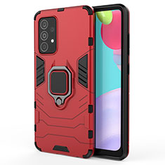 Coque Contour Silicone et Plastique Housse Etui Mat avec Magnetique Support Bague Anneau S01 pour Samsung Galaxy A52 4G Rouge