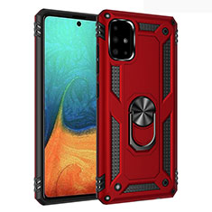 Coque Contour Silicone et Plastique Housse Etui Mat avec Magnetique Support Bague Anneau S01 pour Samsung Galaxy A71 4G A715 Rouge