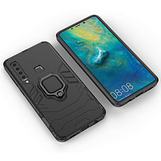 Coque Contour Silicone et Plastique Housse Etui Mat avec Magnetique Support Bague Anneau S01 pour Samsung Galaxy A9 (2018) A920 Noir