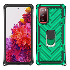 Coque Contour Silicone et Plastique Housse Etui Mat avec Magnetique Support Bague Anneau S01 pour Samsung Galaxy S20 FE (2022) 5G Vert