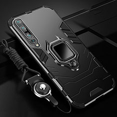 Coque Contour Silicone et Plastique Housse Etui Mat avec Magnetique Support Bague Anneau S01 pour Xiaomi Mi 10 Pro Noir