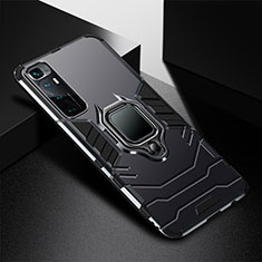 Coque Contour Silicone et Plastique Housse Etui Mat avec Magnetique Support Bague Anneau S01 pour Xiaomi Mi 10 Ultra Noir