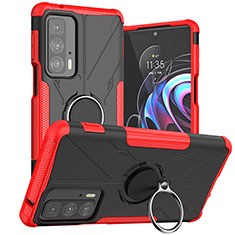 Coque Contour Silicone et Plastique Housse Etui Mat avec Magnetique Support Bague Anneau S02 pour Motorola Moto Edge S Pro 5G Rouge