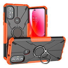 Coque Contour Silicone et Plastique Housse Etui Mat avec Magnetique Support Bague Anneau S02 pour Motorola Moto G Play (2023) Orange