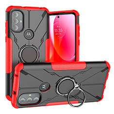 Coque Contour Silicone et Plastique Housse Etui Mat avec Magnetique Support Bague Anneau S02 pour Motorola Moto G Play (2023) Rouge