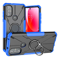 Coque Contour Silicone et Plastique Housse Etui Mat avec Magnetique Support Bague Anneau S02 pour Motorola Moto G Play Gen 2 Bleu