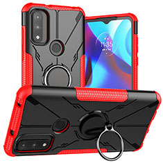 Coque Contour Silicone et Plastique Housse Etui Mat avec Magnetique Support Bague Anneau S02 pour Motorola Moto G Pure Rouge