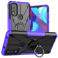 Coque Contour Silicone et Plastique Housse Etui Mat avec Magnetique Support Bague Anneau S02 pour Motorola Moto G Pure Violet