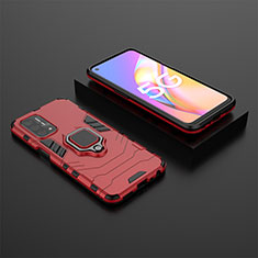 Coque Contour Silicone et Plastique Housse Etui Mat avec Magnetique Support Bague Anneau S02 pour Oppo A54 5G Rouge