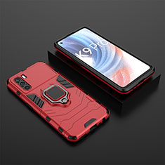 Coque Contour Silicone et Plastique Housse Etui Mat avec Magnetique Support Bague Anneau S02 pour Oppo K9 Pro 5G Rouge