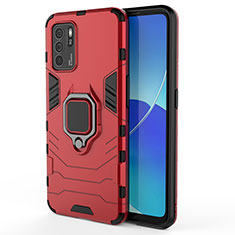 Coque Contour Silicone et Plastique Housse Etui Mat avec Magnetique Support Bague Anneau S02 pour Oppo Reno6 Z 5G Rouge