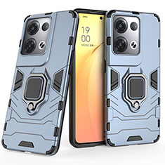 Coque Contour Silicone et Plastique Housse Etui Mat avec Magnetique Support Bague Anneau S02 pour Oppo Reno9 Pro+ Plus 5G Bleu