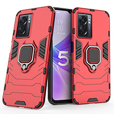 Coque Contour Silicone et Plastique Housse Etui Mat avec Magnetique Support Bague Anneau S02 pour Realme Q5i 5G Rouge