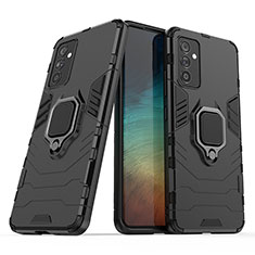 Coque Contour Silicone et Plastique Housse Etui Mat avec Magnetique Support Bague Anneau S02 pour Samsung Galaxy A05s Noir