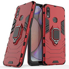 Coque Contour Silicone et Plastique Housse Etui Mat avec Magnetique Support Bague Anneau S02 pour Samsung Galaxy A10s Rouge