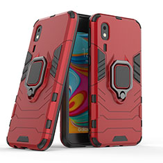 Coque Contour Silicone et Plastique Housse Etui Mat avec Magnetique Support Bague Anneau S02 pour Samsung Galaxy A2 Core A260F A260G Rouge