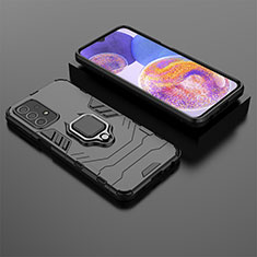 Coque Contour Silicone et Plastique Housse Etui Mat avec Magnetique Support Bague Anneau S02 pour Samsung Galaxy A23 4G Noir