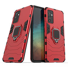 Coque Contour Silicone et Plastique Housse Etui Mat avec Magnetique Support Bague Anneau S02 pour Samsung Galaxy A24 4G Rouge