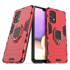 Coque Contour Silicone et Plastique Housse Etui Mat avec Magnetique Support Bague Anneau S02 pour Samsung Galaxy A32 4G Rouge