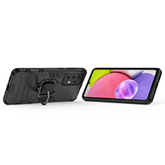 Coque Contour Silicone et Plastique Housse Etui Mat avec Magnetique Support Bague Anneau S02 pour Samsung Galaxy A33 5G Noir