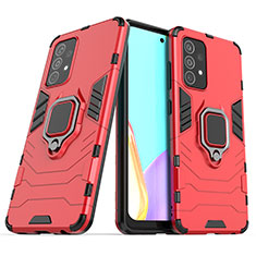 Coque Contour Silicone et Plastique Housse Etui Mat avec Magnetique Support Bague Anneau S02 pour Samsung Galaxy A52 4G Rouge