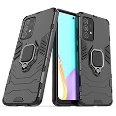 Coque Contour Silicone et Plastique Housse Etui Mat avec Magnetique Support Bague Anneau S02 pour Samsung Galaxy A52 5G Noir