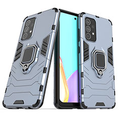 Coque Contour Silicone et Plastique Housse Etui Mat avec Magnetique Support Bague Anneau S02 pour Samsung Galaxy A52s 5G Bleu