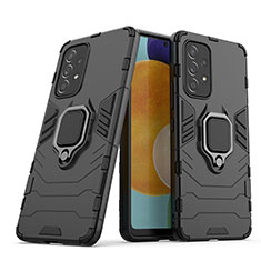 Coque Contour Silicone et Plastique Housse Etui Mat avec Magnetique Support Bague Anneau S02 pour Samsung Galaxy A53 5G Noir