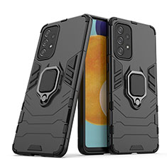 Coque Contour Silicone et Plastique Housse Etui Mat avec Magnetique Support Bague Anneau S02 pour Samsung Galaxy A73 5G Noir