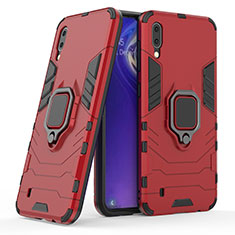 Coque Contour Silicone et Plastique Housse Etui Mat avec Magnetique Support Bague Anneau S02 pour Samsung Galaxy M10 Rouge