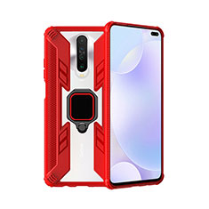 Coque Contour Silicone et Plastique Housse Etui Mat avec Magnetique Support Bague Anneau S02 pour Xiaomi Redmi K30 4G Rouge